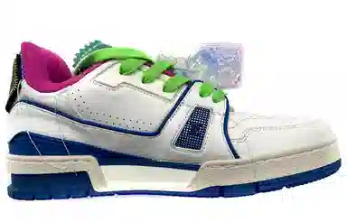 Louis Vuitton Trainer Upcycling White Blue New York Edition