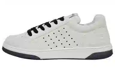 CHANEL Leather Suede Sneakers White