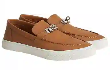 Hermes Low Top Leather Sneakers Brown