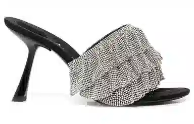 Alexander Wang Toe Slip-On Sandals Black Silver