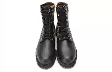 Fendi Leather Printed Lace-up Martin Boots