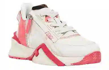 Fendi Flow Lace-Up Low Sneakers Pink White