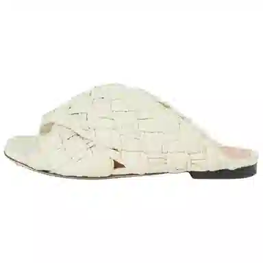 Bottega Veneta Flat Slide Sandals White