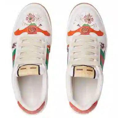 Gucci Screener Floral Low Top Sneakers White