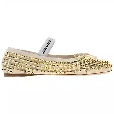 Miu Miu Crystal Satin Flats Yellow