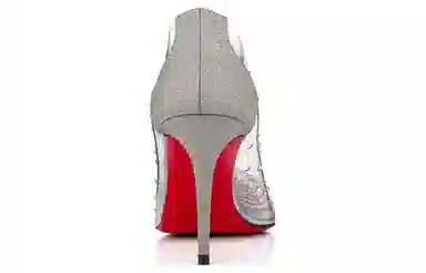 CL Platinum PVC Pointed Toe Rhinestone Stiletto Silver