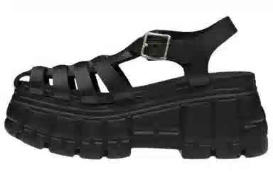 Miu Miu Metallic Buckle Platform Sandals Black