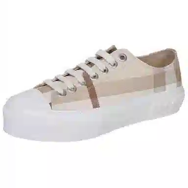 Burberry Canvas Low Top Sneakers White Brown
