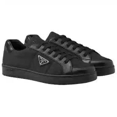 Prada Leather Low Top Sneakers Black