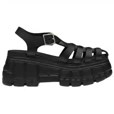 Miu Miu Metallic Buckle Platform Sandals Black