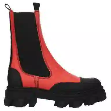 GANNI Chelsea Boots Red Black