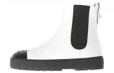 CHANEL Chelsea Boots White Black