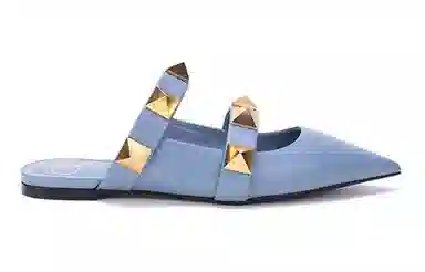 Valentino Roman Stud Flat Loafers Light Blue