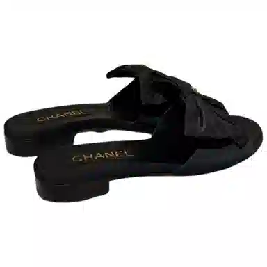 CHANEL 24a Bow Toe Sandals Black