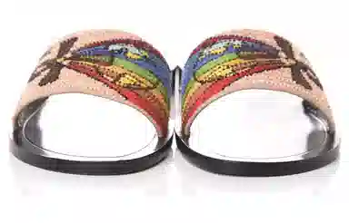 DIOR Embroidered Flat Sandals Beige