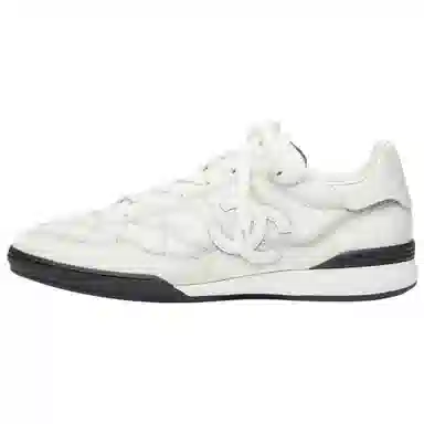 CHANEL 25B Calfskin Low Sneakers Gray White