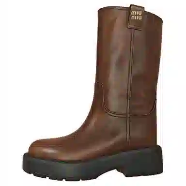 Miu Miu Brown Leather Ankle Boots