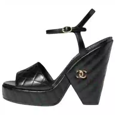 CHANEL 24S Buckle Sandals Black