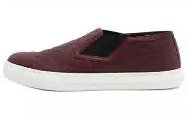 Gucci Leather Slip-On Fashion Sneakers Burgundy