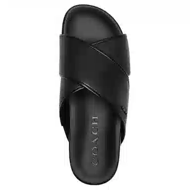 Coach Cross Strap Slide Black
