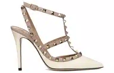 Valentino Rockstud Patent Leather Heel 10cm White