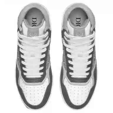 DIOR B27 Leather Oblique High Top Sneakers Gray