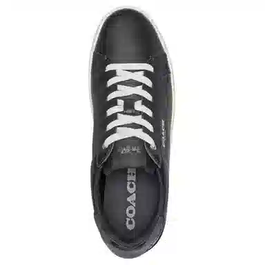 COACH Leather Round Toe Low Top Sneakers Black