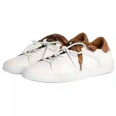 Miu Miu Ruches Leather Sneakers White Brown