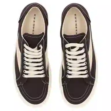 Rick Owens DRKSHDW Vintage Round Toe Low Canvas Sneakers Brown