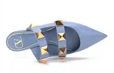 Valentino Roman Stud Flat Loafers Light Blue
