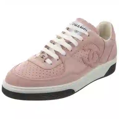 CHANEL Suede Low Top Sneakers Pink