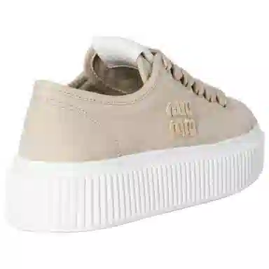 Miu Miu Denim Sneakers Low Top Beige