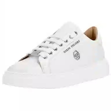 PHILIPP PLEIN Hexagon White Leather Sneakers