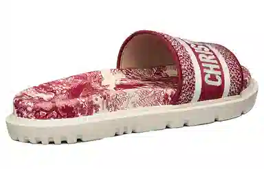 DIOR Dway Cotton Embroidered Slides Red