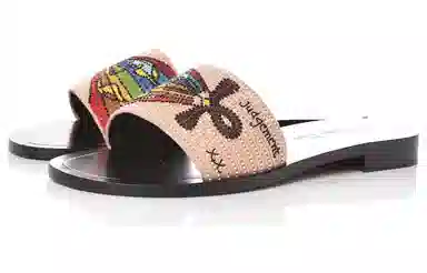 DIOR Embroidered Flat Sandals Beige