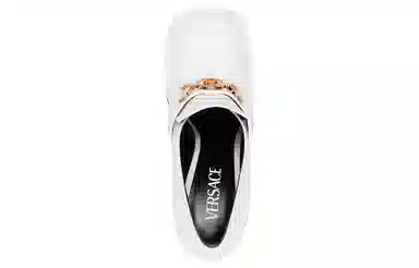 Versace Leather Slip-On Heels White