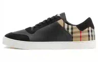 Burberry Round Toe Low Lace-Up Sneakers Black