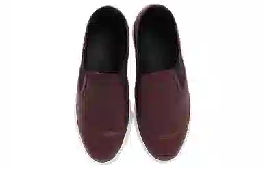 Gucci Leather Slip-On Fashion Sneakers Burgundy