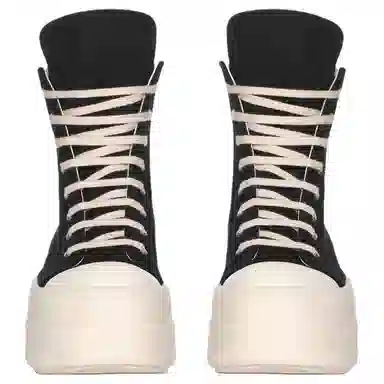 Rick Owens DRKSHDW Round Toe Zip High Top Sneakers Black