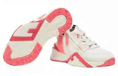 Fendi Flow Lace-Up Low Sneakers Pink White