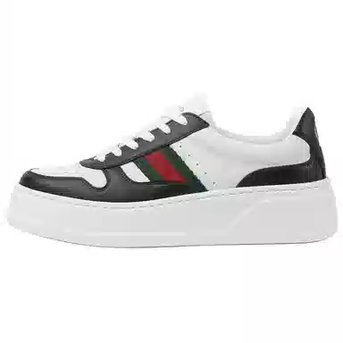Gucci Leather Round Toe Low Top Sneakers Black