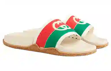 Gucci Slide Sandals White Orange Green