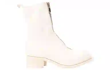 GUIDI Front Zip Ankle Boot White
