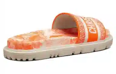 DIOR Dway Cotton Embroidered Slides Bright Orange