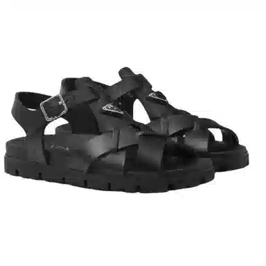 Prada Flat Strap Sandals Black