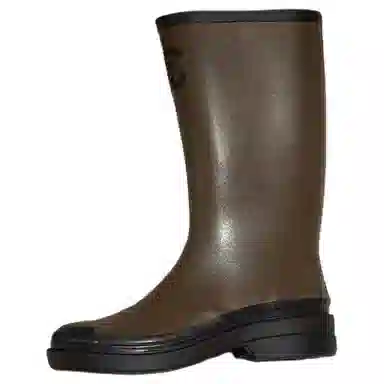 CHANEL Waterproof Round Toe Rain Boots Military Green