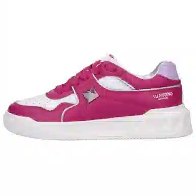 Valentino One Stud Leather Low Top Sneakers Pink