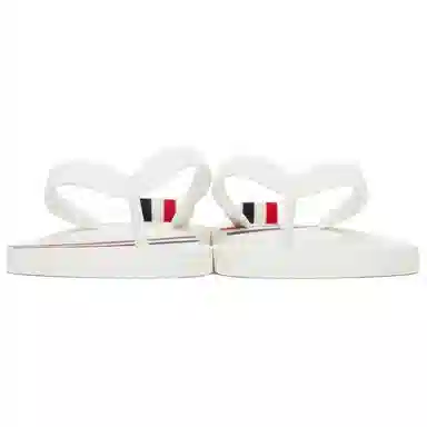 Thom Browne Rubber Stripe Slides White