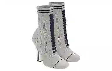 Fendi Knit Fashion Ankle Boots Grey