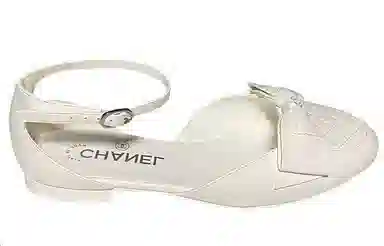 CHANEL Bow Flat Shoes White